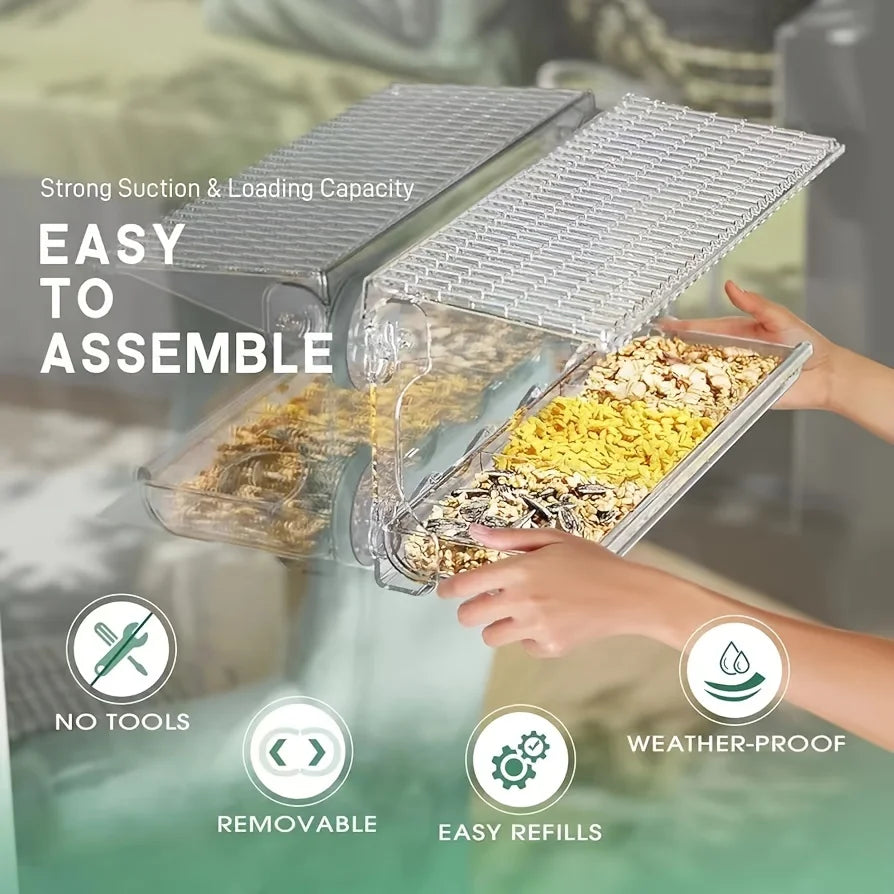 Feature Indestructible Window Bird Feeder Removable Tray