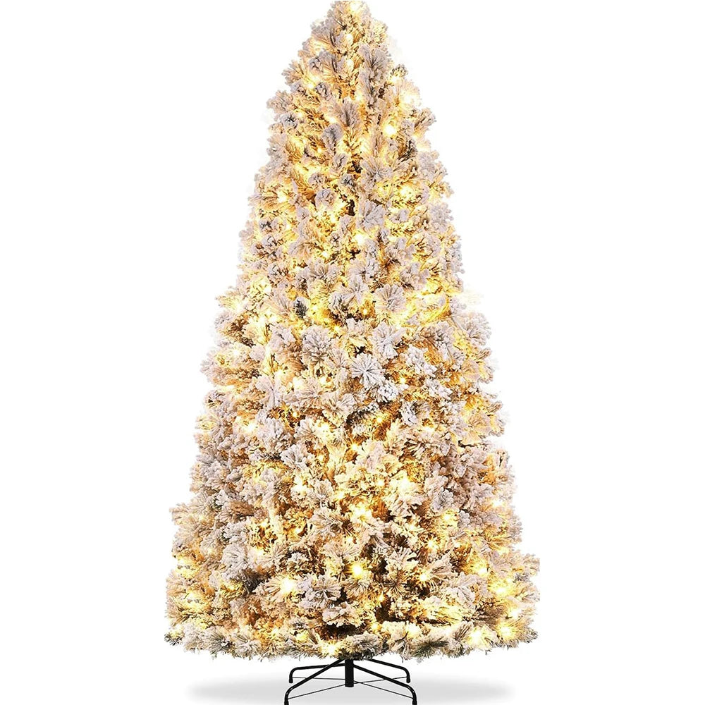 HiMISSE Prelit Snow Flocked Christmas Tree With LED Lights