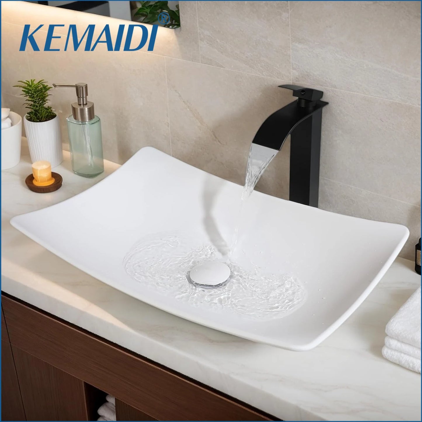 MEKKHALA Rectangular Vessel Sink Stone Resin Washbasin