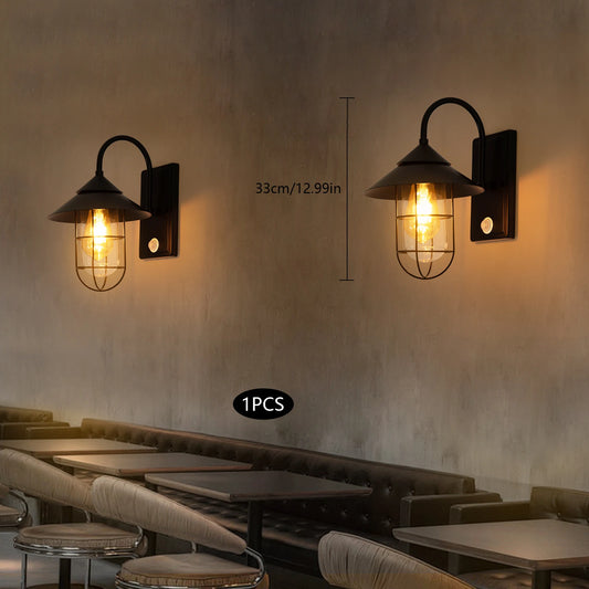 Bymaocar Retro Wall Lamp Human Body Induction Sconce E26 Socket