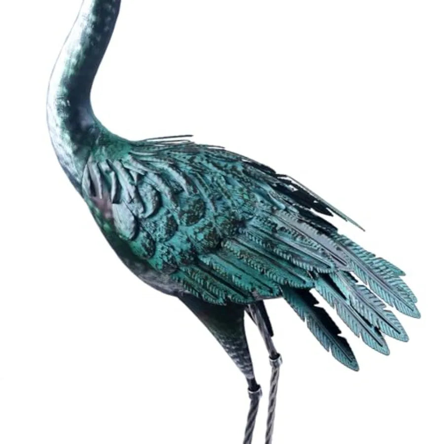 SHXI Crane Statue Metal Retro Style Garden Sculpture Yard Art