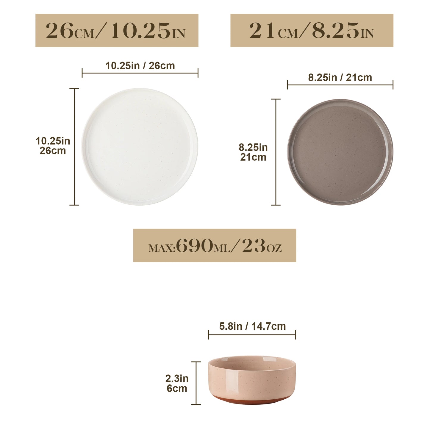 Malacasa Tara Stoneware Dinnerware Set Plates Bowls