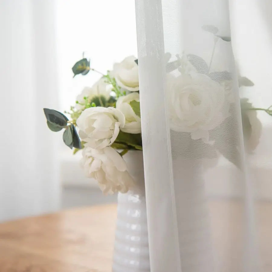 Sheer Pinch Pleated Curtains Lightweight Light Filtering For Living Room