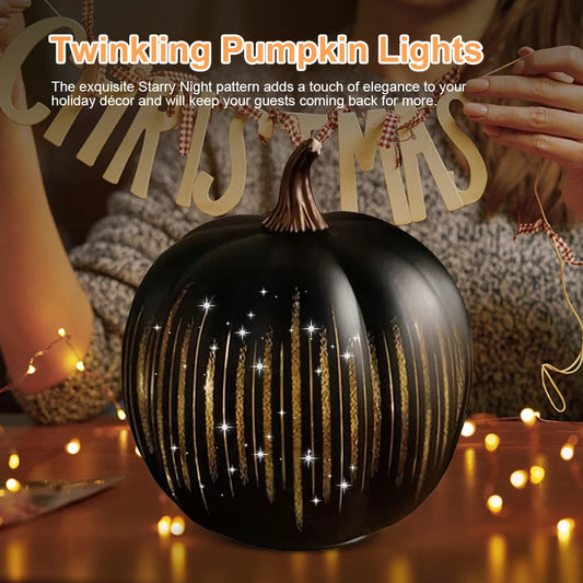Twinkle Light Pumpkins With Timer Halloween Glass Lamp