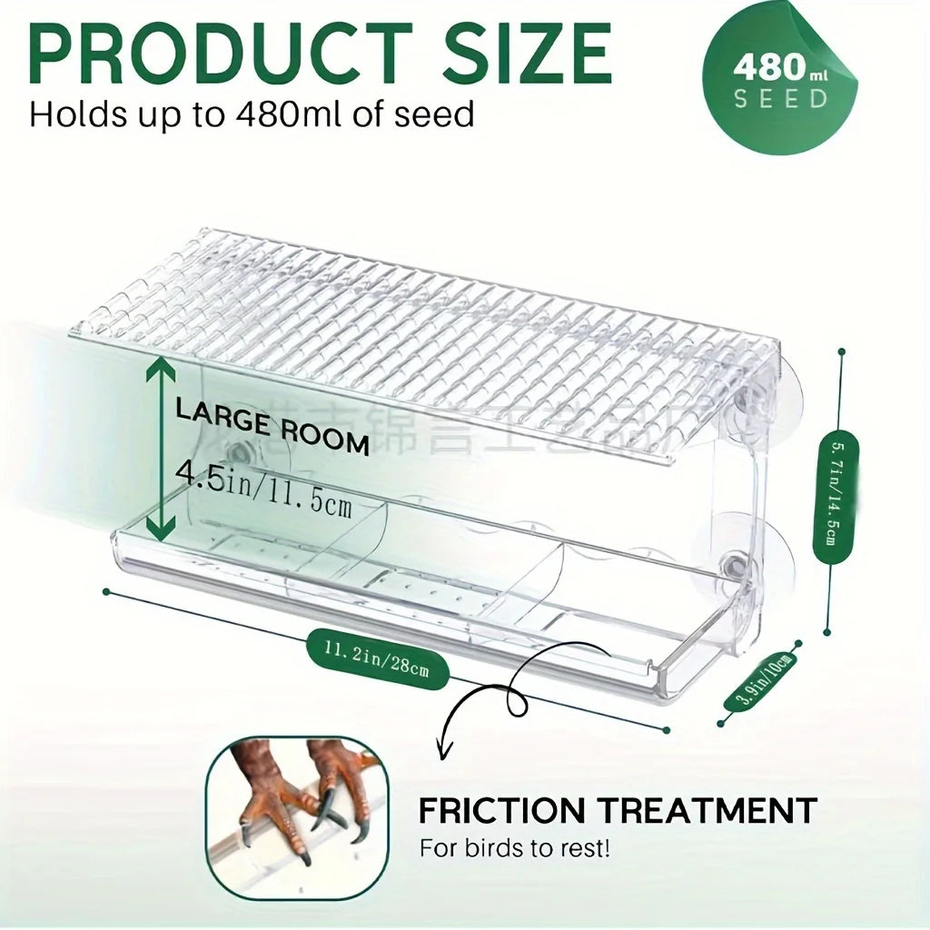 Feature Indestructible Window Bird Feeder Removable Tray