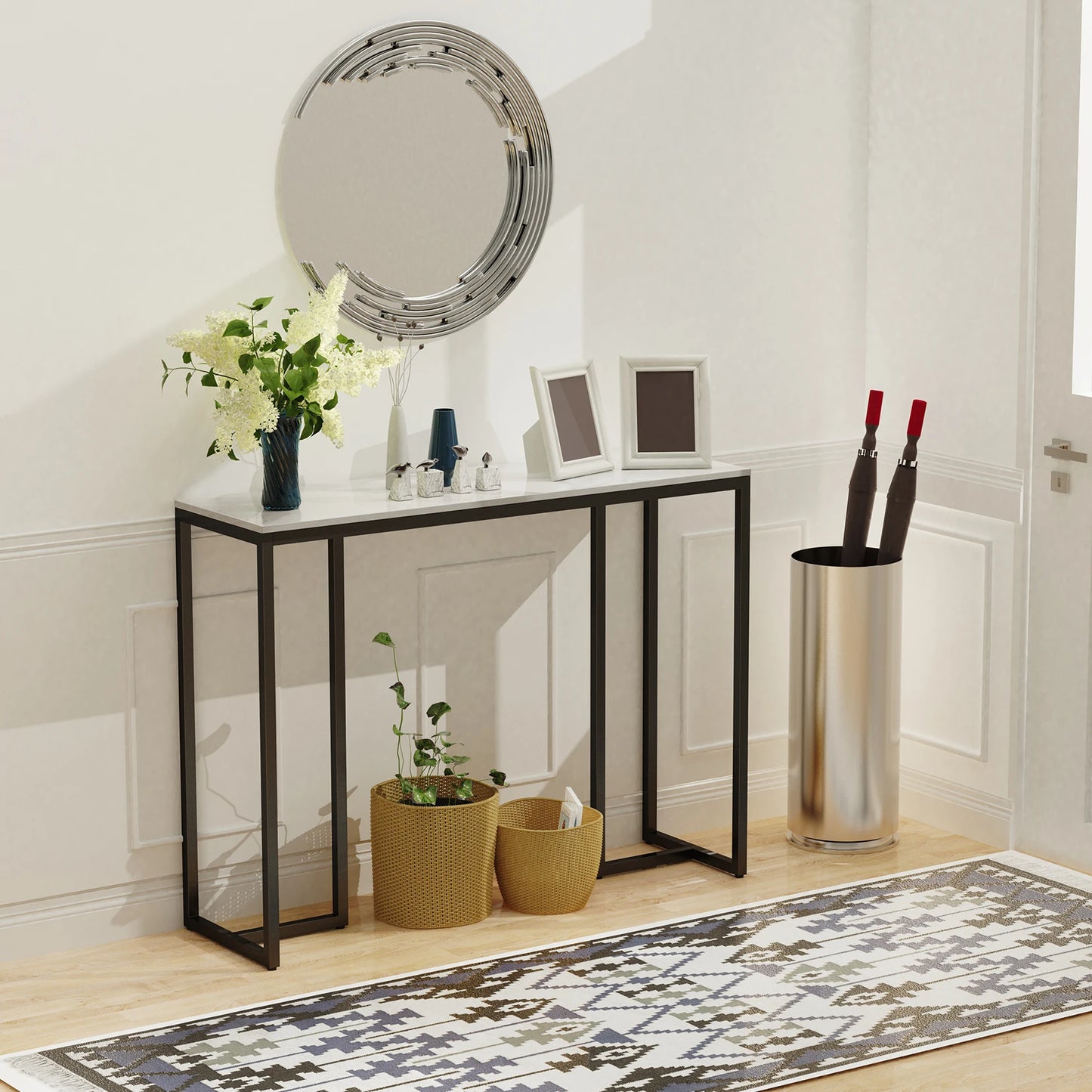 Wisfor Light Luxury Modern Marble Console Table Iron Frame