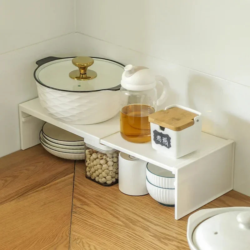 Kitchen Cupboard Organizer Retractable Cabinet Shelf For Spices And Bottles