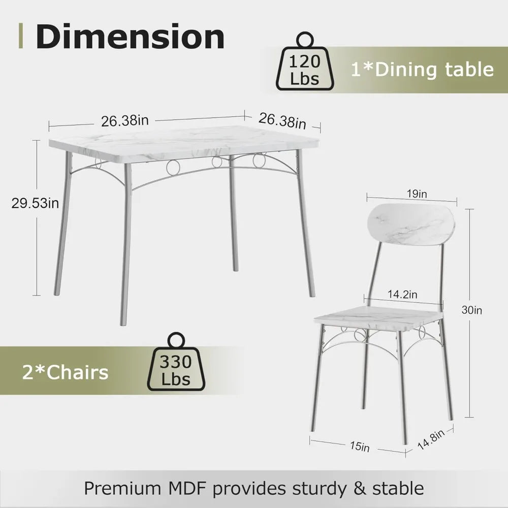 Dining Table Set MDF Tabletop With Metal Frame And Chairs