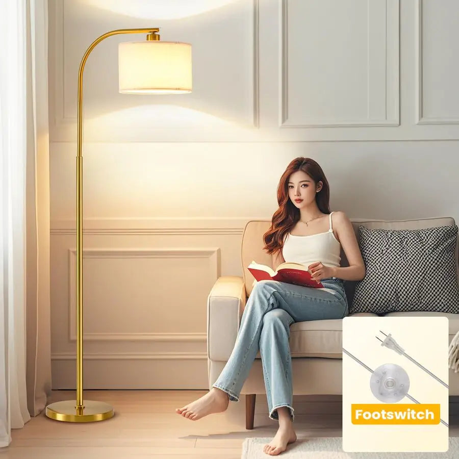 Modern Floor Lamp With Fabric Shade And 9W LED Bulb Not Included