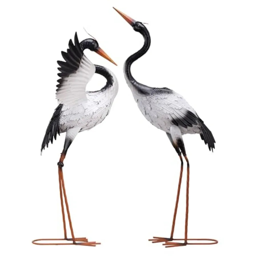SHXI Outdoor Metal Crane Garden Statue Yard Art Heron Decor