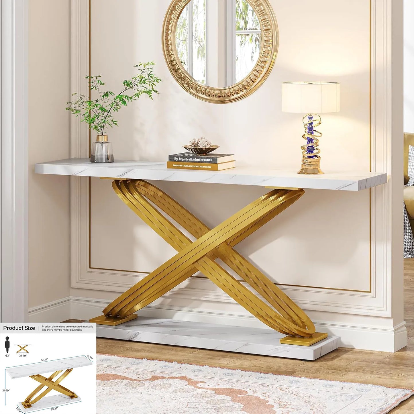 Little Tree Console Table Modern Entryway Grid Base