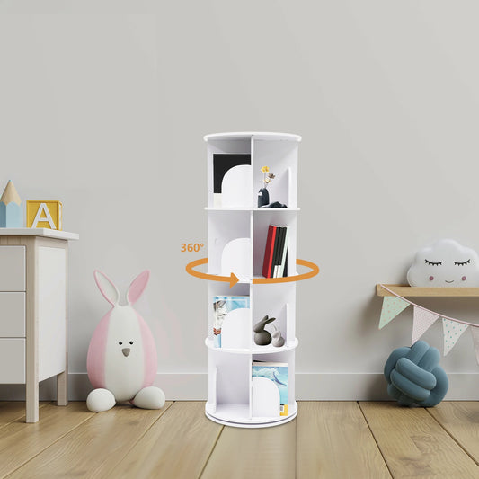 4 Tier Rotating Bookshelf With Silent Steel Ball Bearing Rotation
