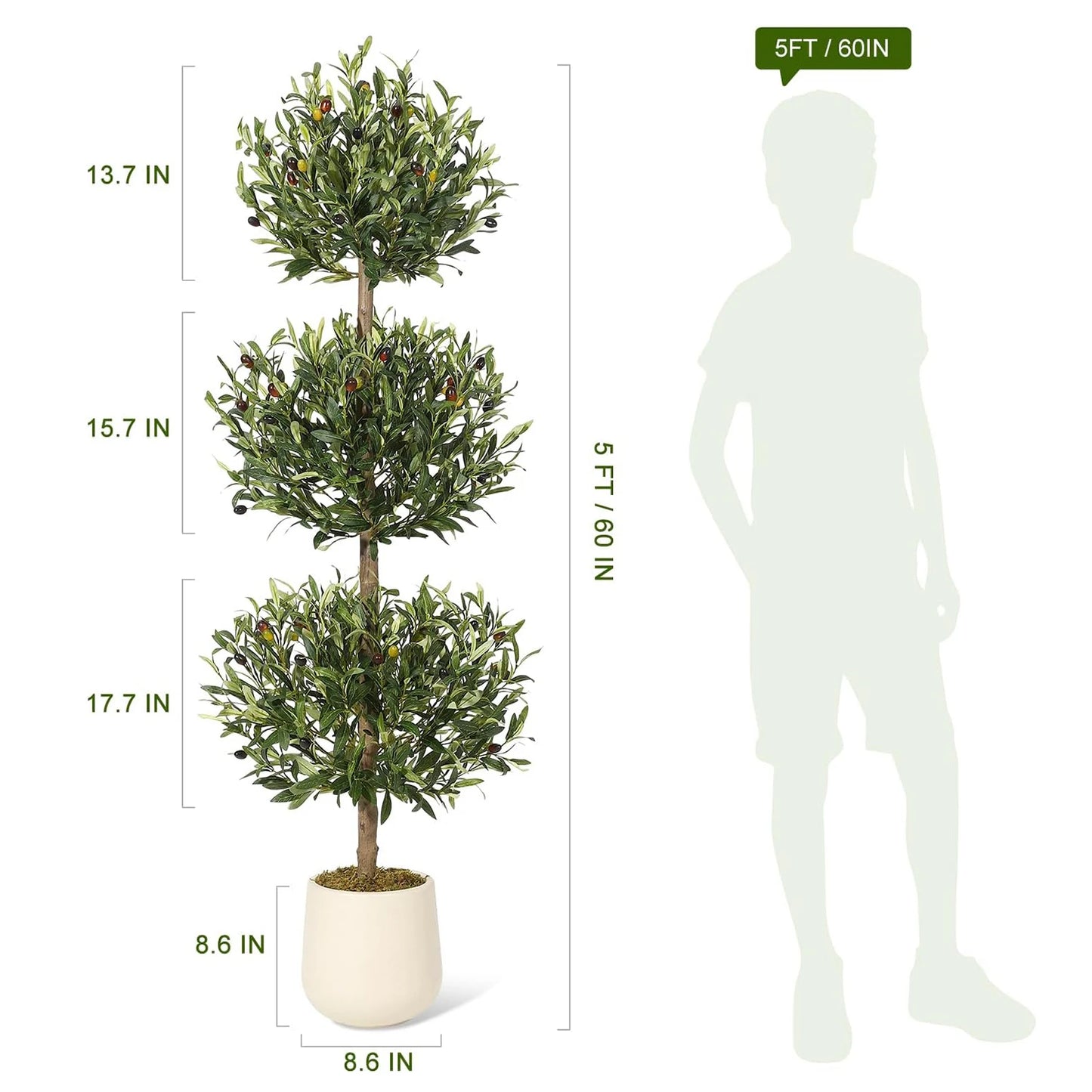 HiMIS Artificial Olive Tree Indoor Decor with Planter