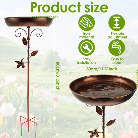 Feature Iron Bird Bath Vintage Standing Garden Bird Bath