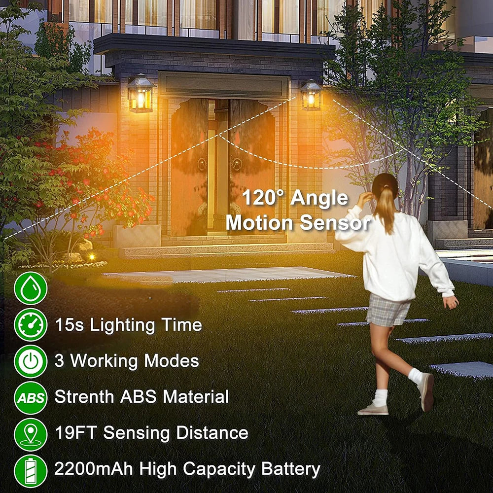 Solar Powered Wall Lanterns 3 Mode Motion Sensor 2 Pack