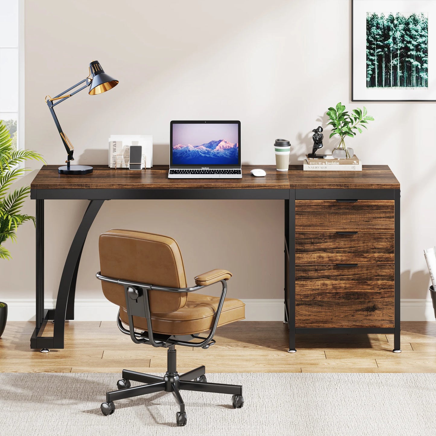 Tribesigns 3-Drawer Computer Desk With Reversible Drawers