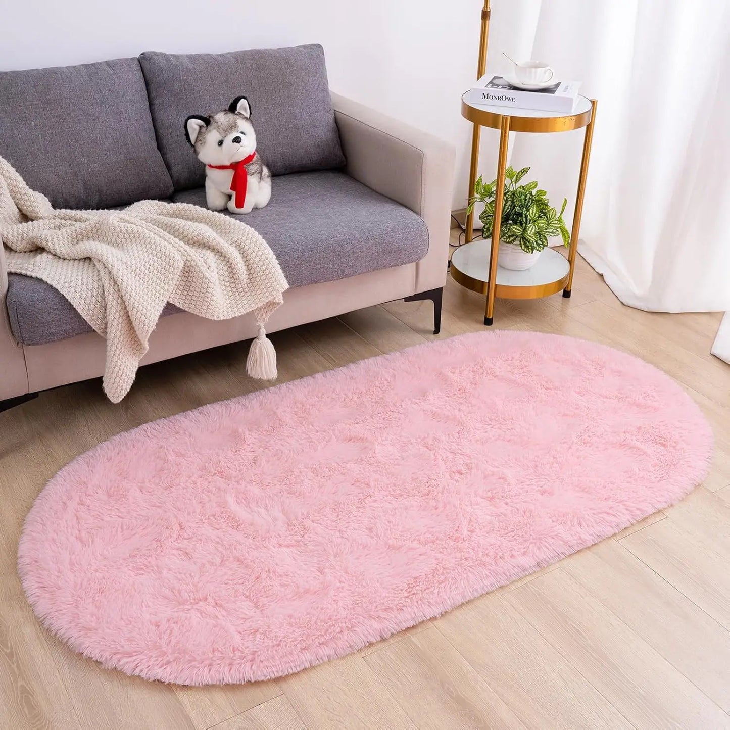 Aubusson Oval Fluffy Ultra Soft Area Rug For Bedroom