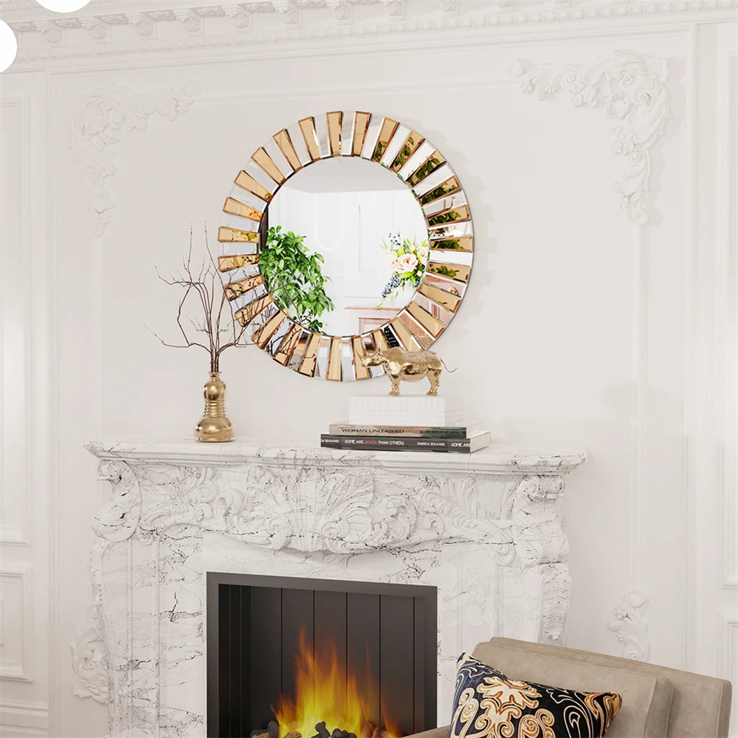 Borwarth Round Wall Mirror Decor Accent For Hallway Bathroom