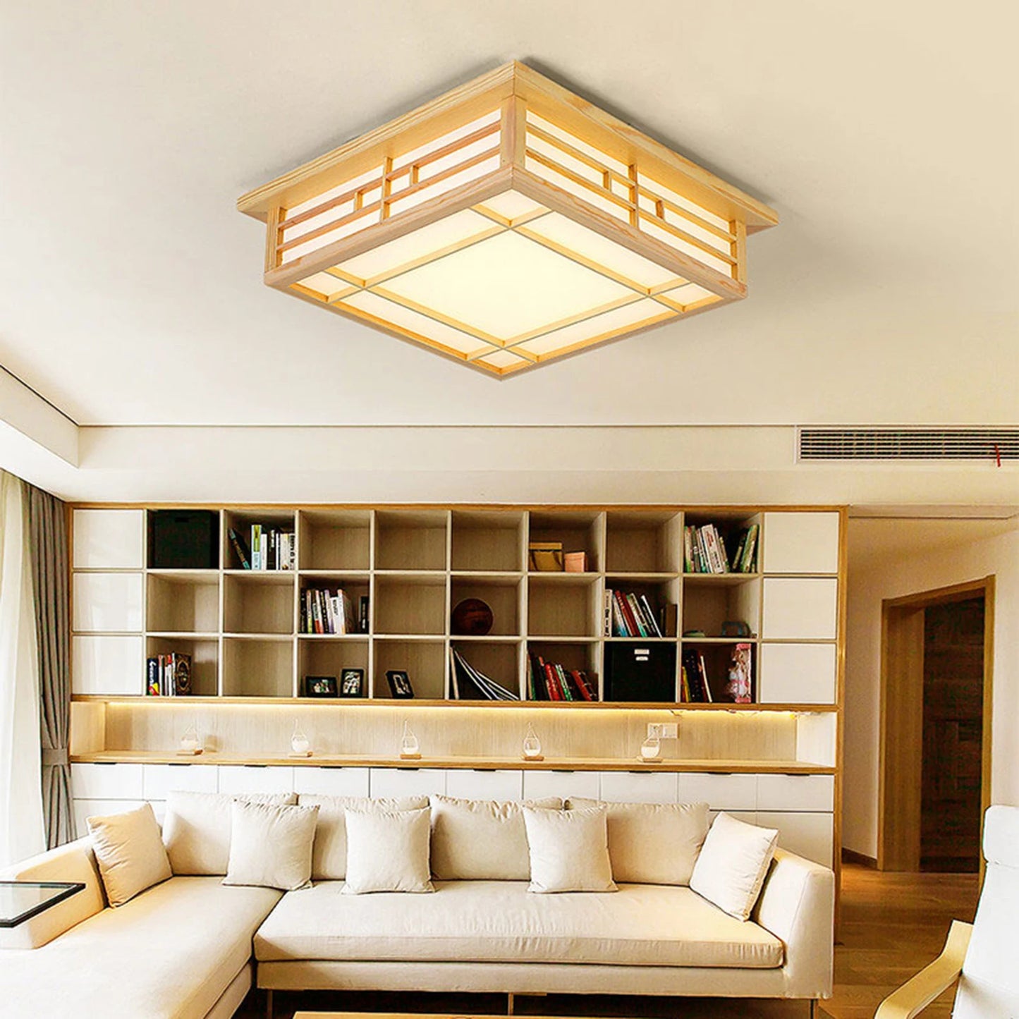 Japan Style Solid Wood Ceiling Lamp With Remote Control LED