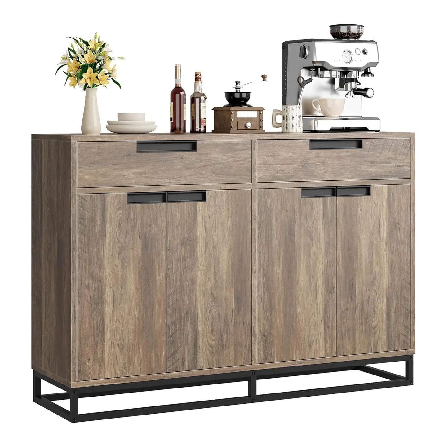Modern Buffet Cabinet With Storage Sideboard Two Drawers Four Doors