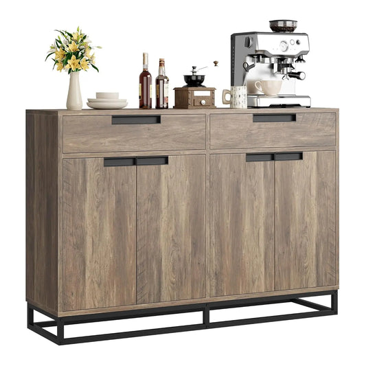Modern Buffet Cabinet With Storage Sideboard Two Drawers Four Doors