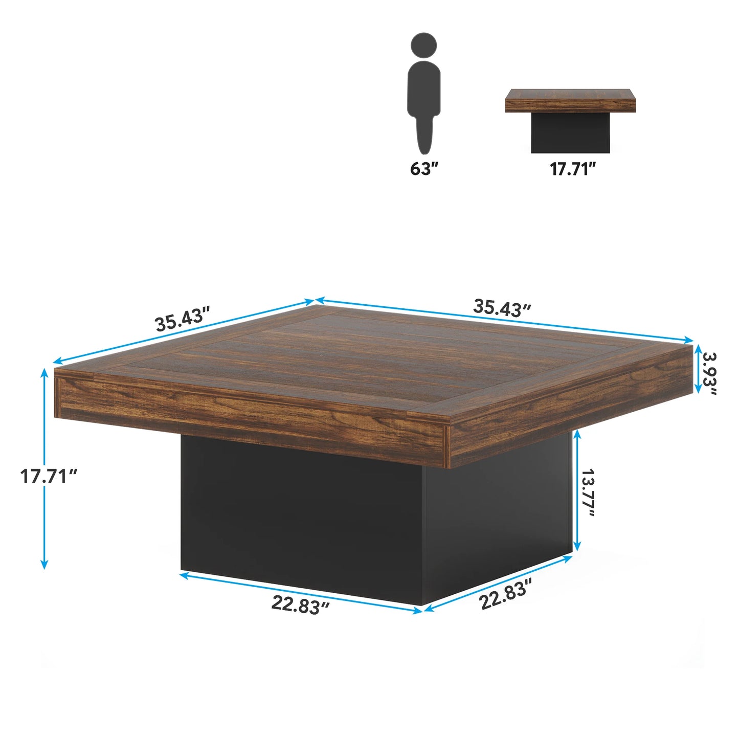 Tribesigns LED Coffee Table Square Engineered Wood Furniture