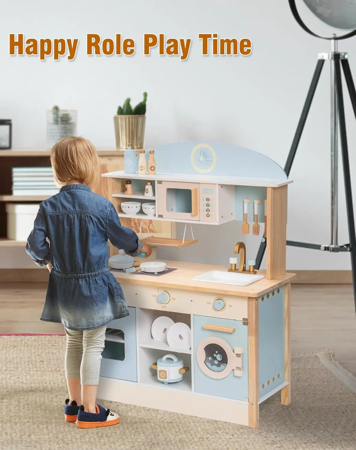 Rolife Robotime Robud Kids Kitchen Playset Wooden Pretend