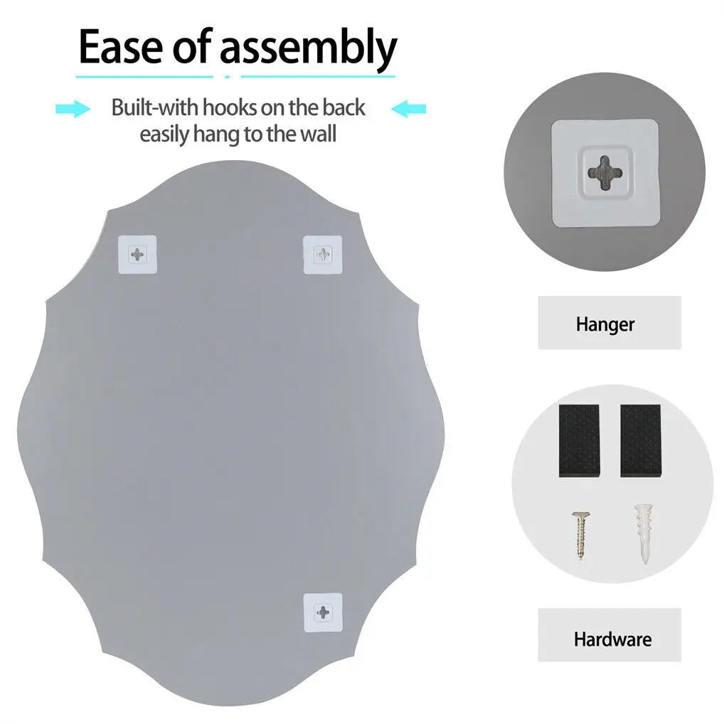 BORWARTH Frameless Scalloped Oval Wall Mirror Beveled Edge
