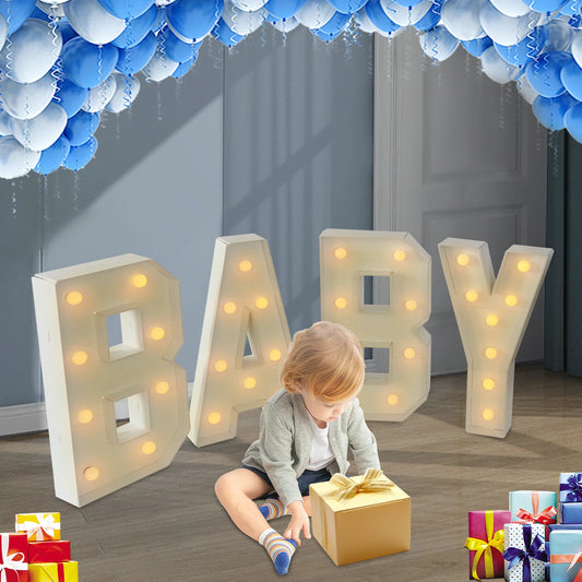 White LED Light Up Letter Lights For Baby Birthdays Showers