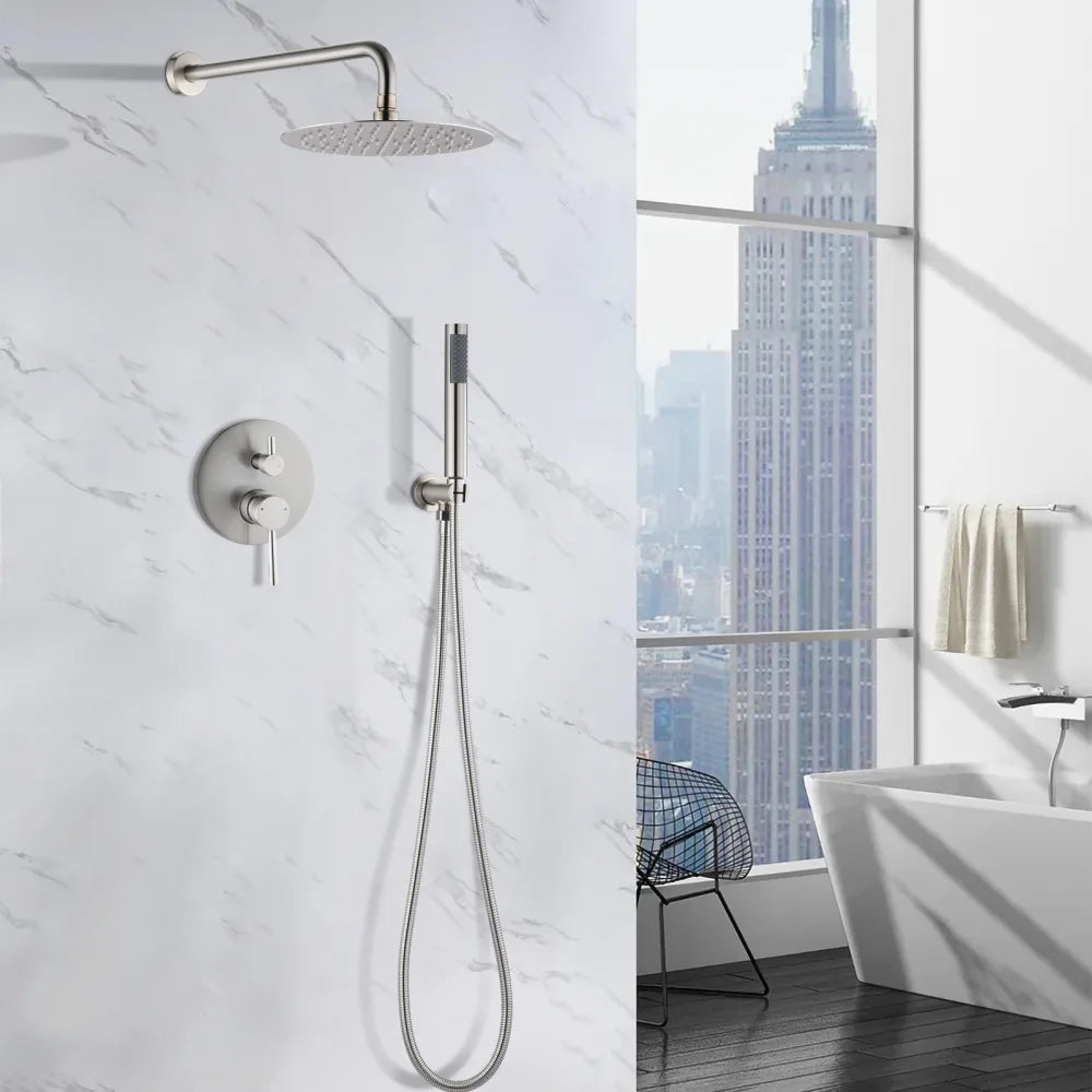 Hign Concerned Shower Combo Set Round Wall Mount Rain Head