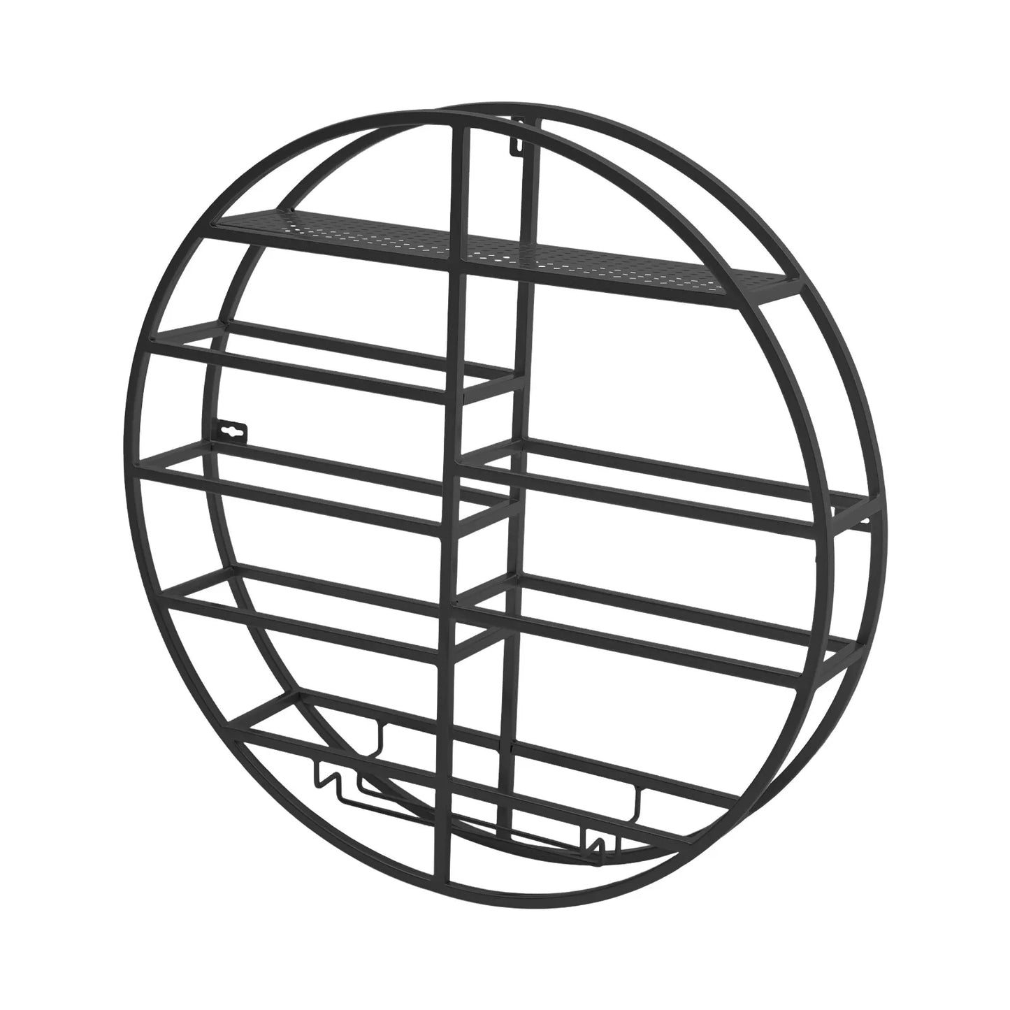 Bymaocar Wall Mounted Black Iron Wine Shelf 7 Bottle Rack