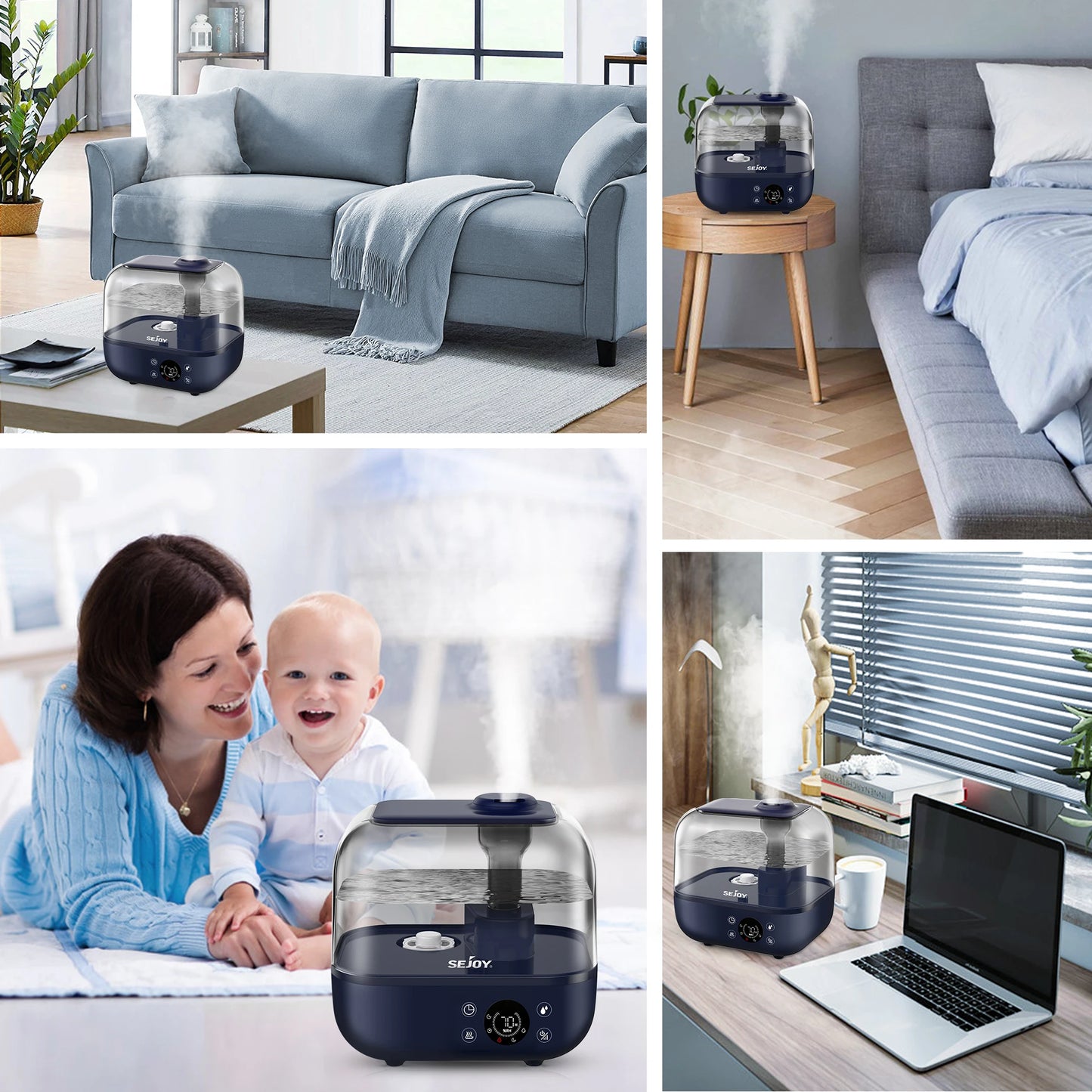 Sejoy Ultrasonic Humidifier With Aromatherapy Diffuser