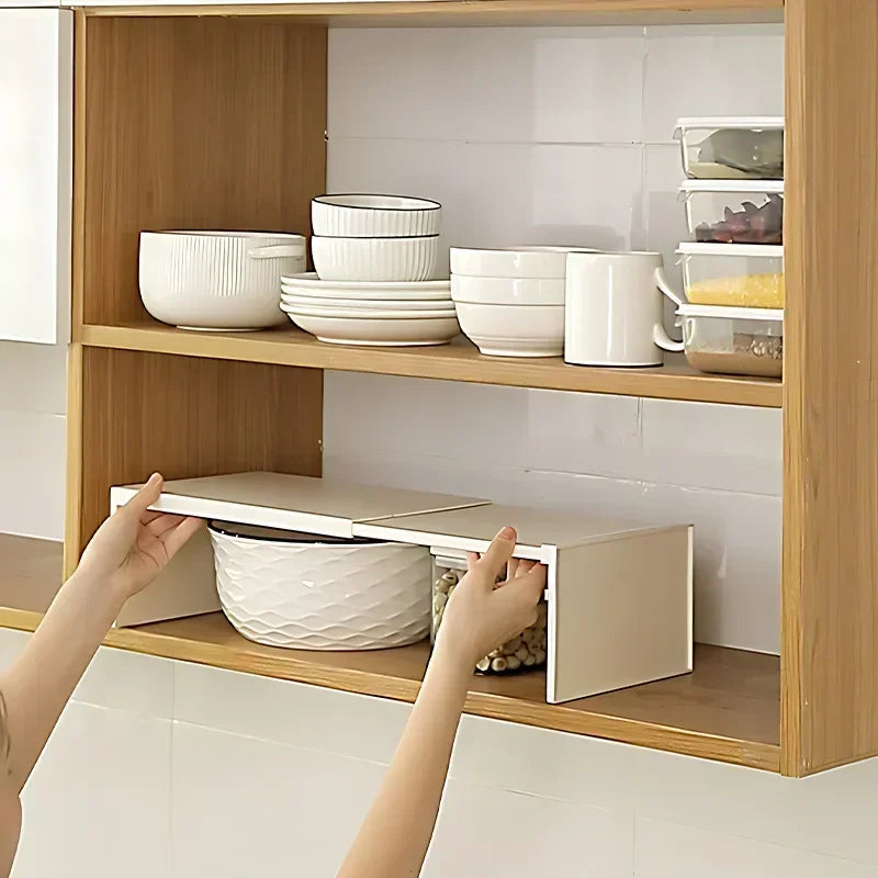 Kitchen Cupboard Organizer Retractable Cabinet Shelf For Spices And Bottles