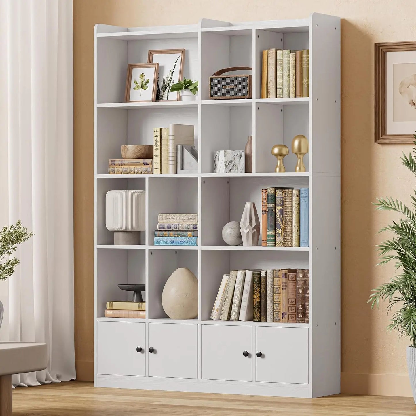 IRONCK SixTier Bookcase With TemperedGlass Doors Floor Standing DisplayUnit HomeLiving