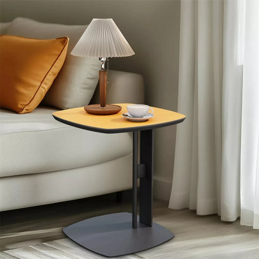 Wisfor Luxury C Table With Saddle Leather Top And Metal Leg