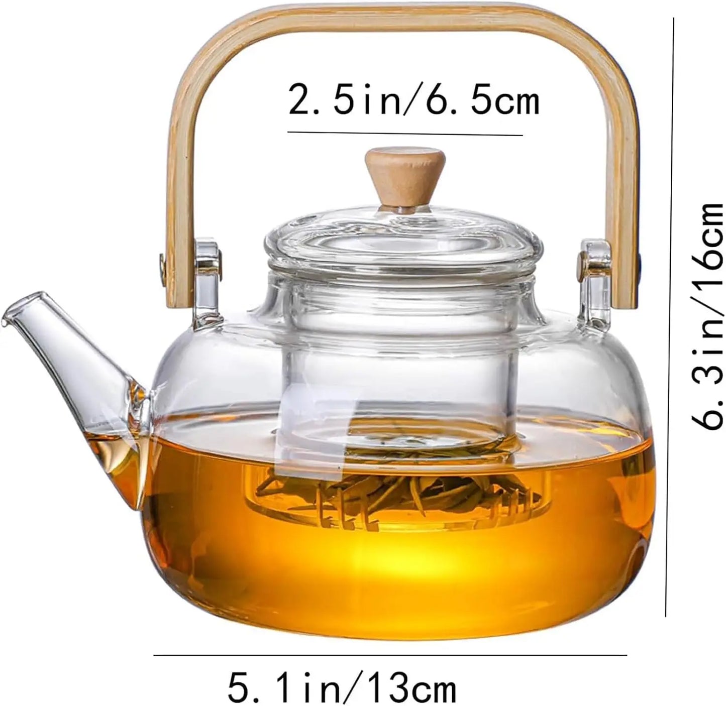 Glass Teapot With Infuser For Stove Top And Microwave Safe