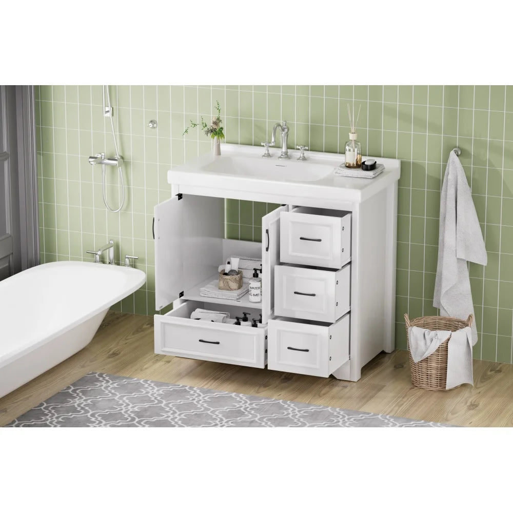LWOH Bathroom Vanity With Double Doors And Drawers