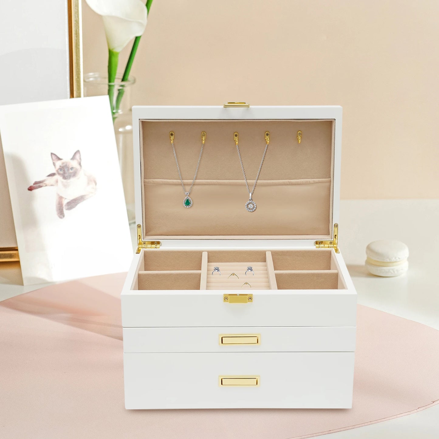 NONECN Wood Jewelry And Watch Display Case Organizer