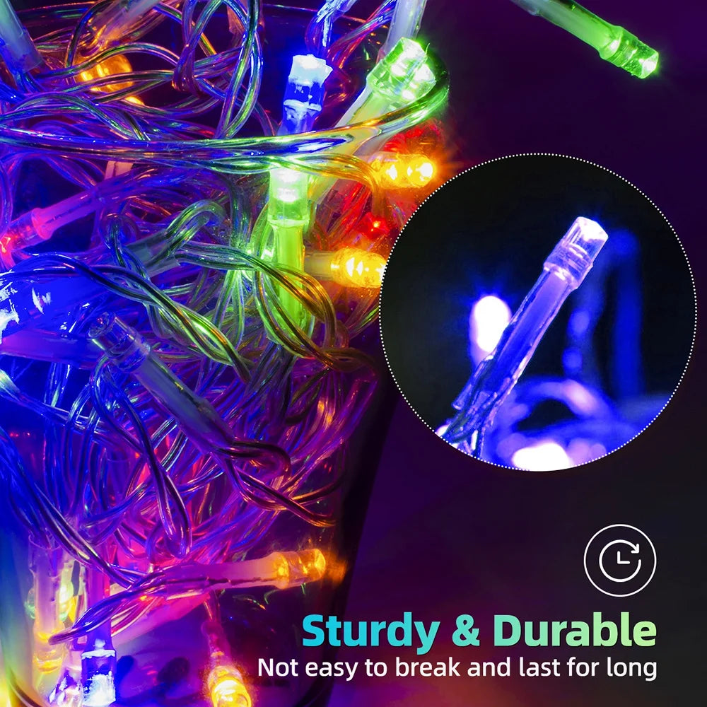 WELPUR Solar Icicle Christmas Light String Outdoor