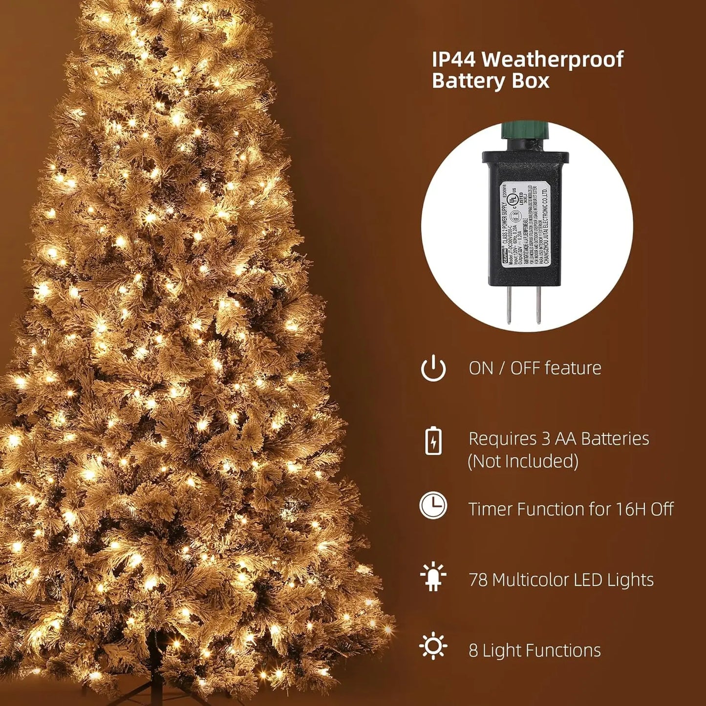 HiMISSE Prelit Snow Flocked Christmas Tree With LED Lights