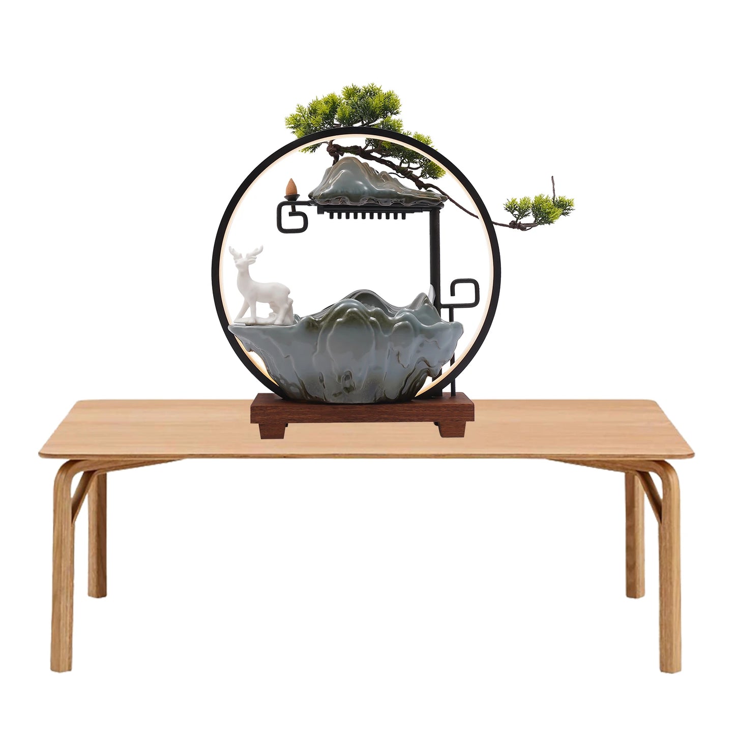 Hign-Concerned Ceramic Tabletop Fountain With LED Lights