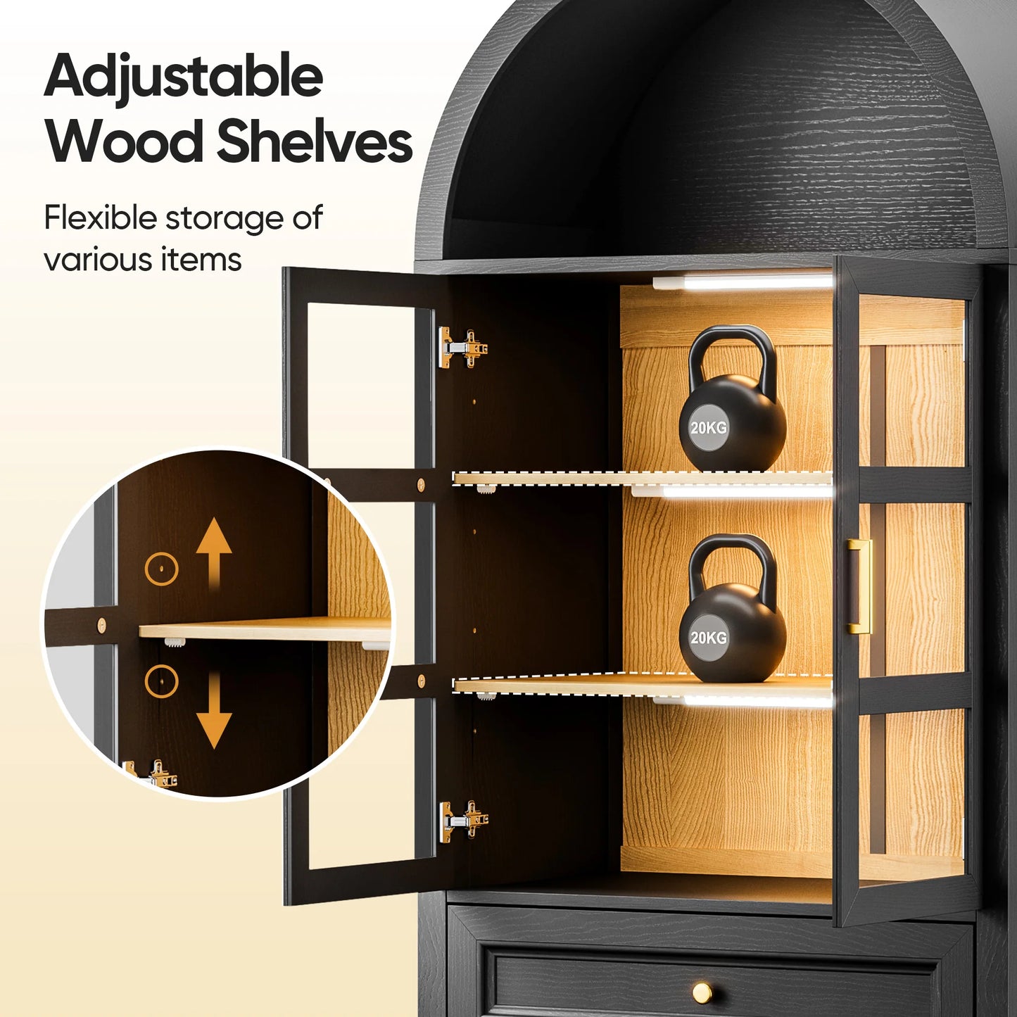 Furgle Modern Arched Storage Cabinet With LED Lights