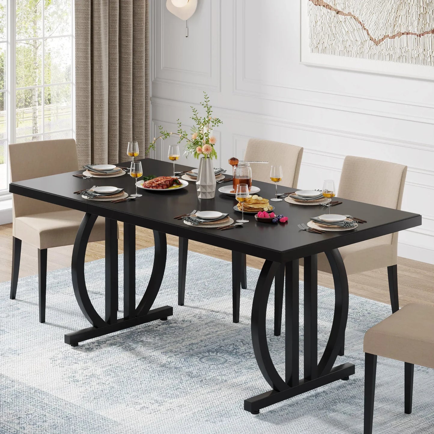 Tribesigns Dining Table For Four To Six Modern Industrial