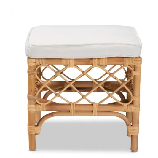 Orchard Natural Rattan Ottoman For Patio And Indoor