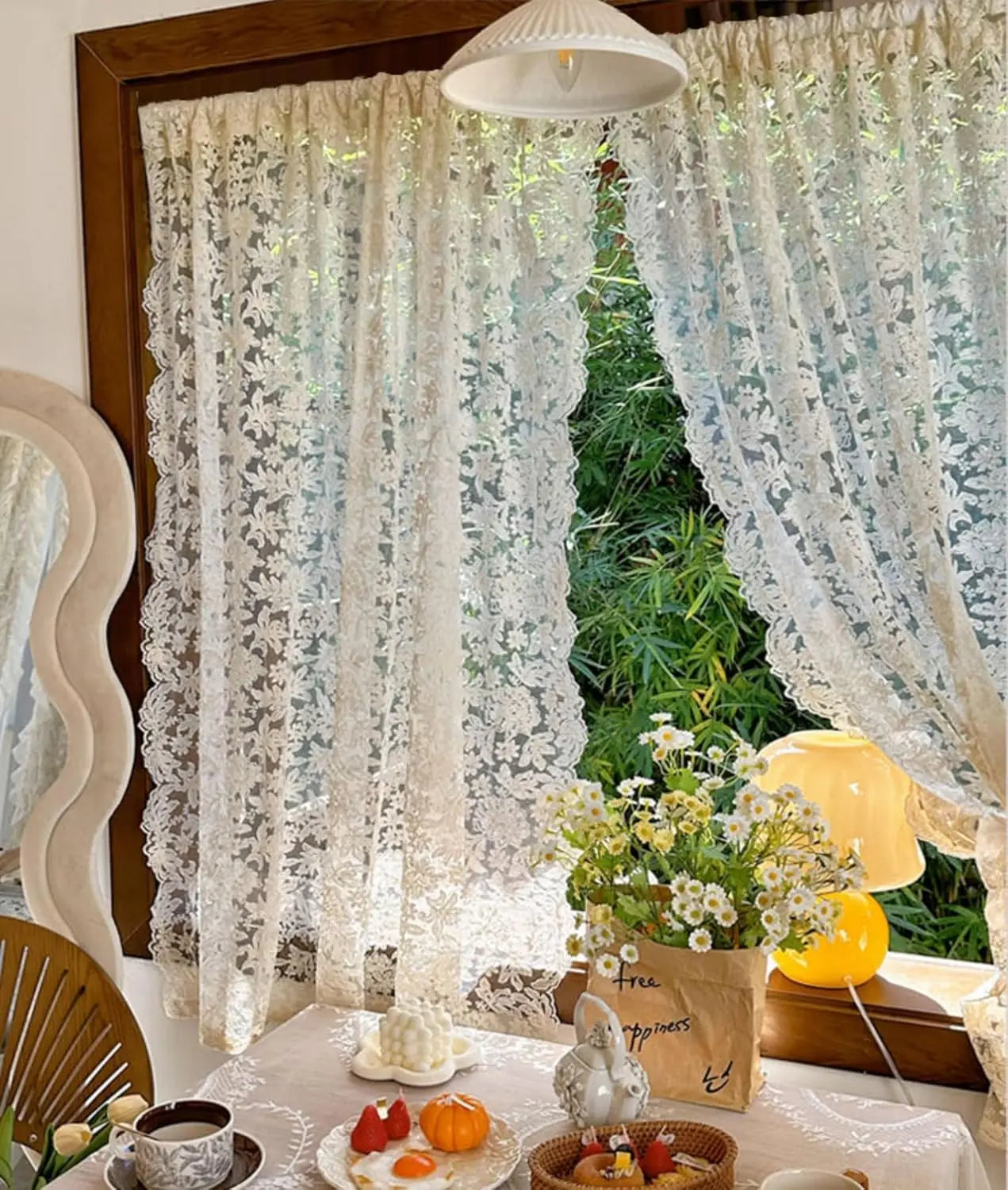 JESSANSCraft Tulle Lace Embroidered Curtains Living Room