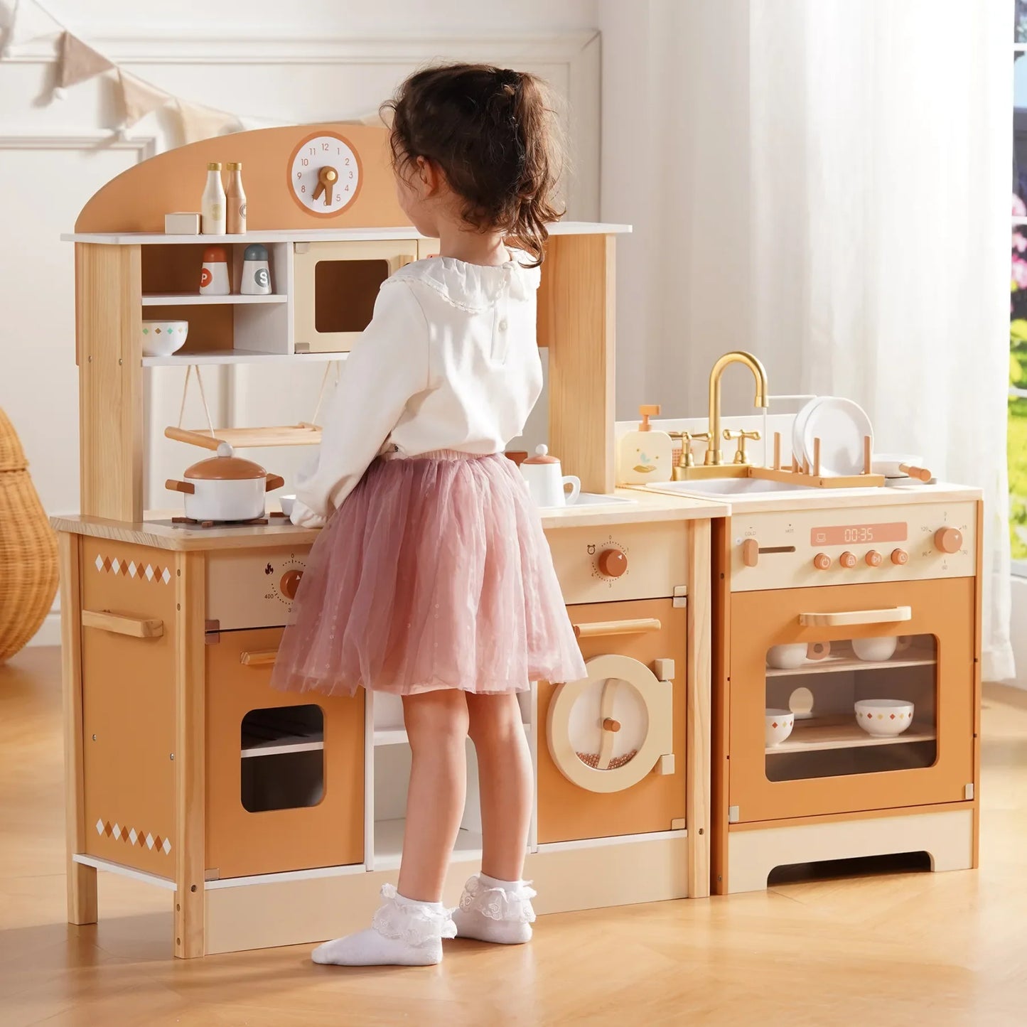 Robotime Wooden Kitchen Playset Washing Machine Dishwasher