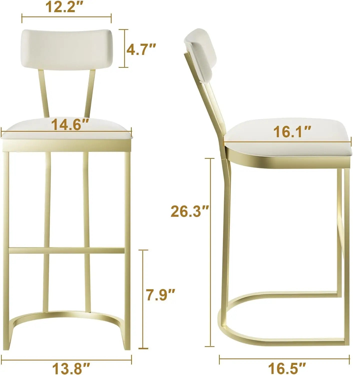 Acekool Counter Height Bar Stools With Upholstered Seat And Back