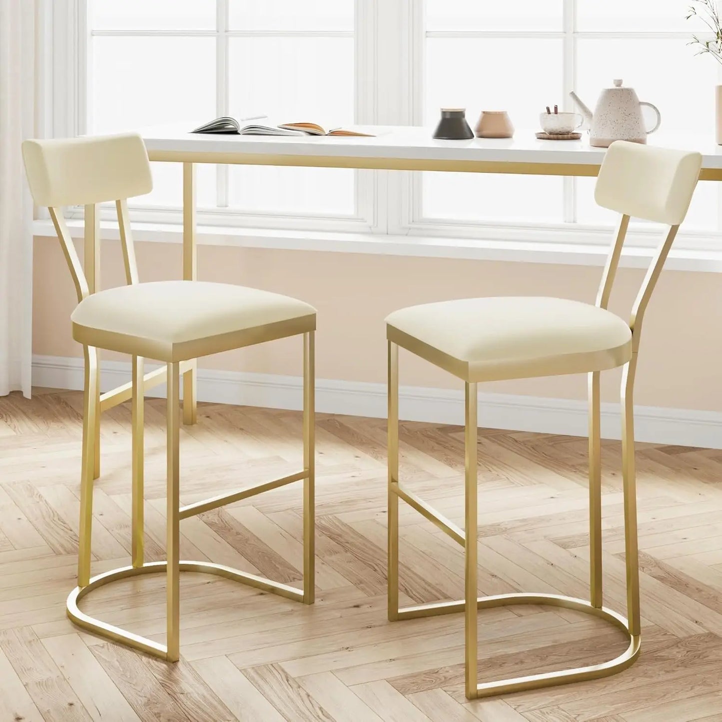 Acekool Counter Height Bar Stools With Upholstered Seat And Back