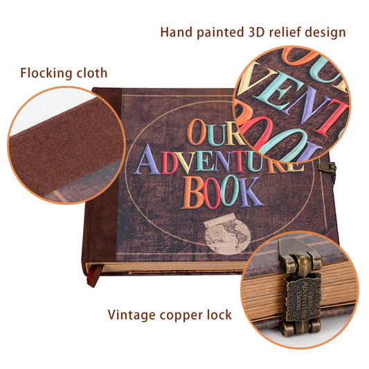 Our Adventure Book 146 Page DIY Handmade Photo Album Scrapbook Retro Kraft