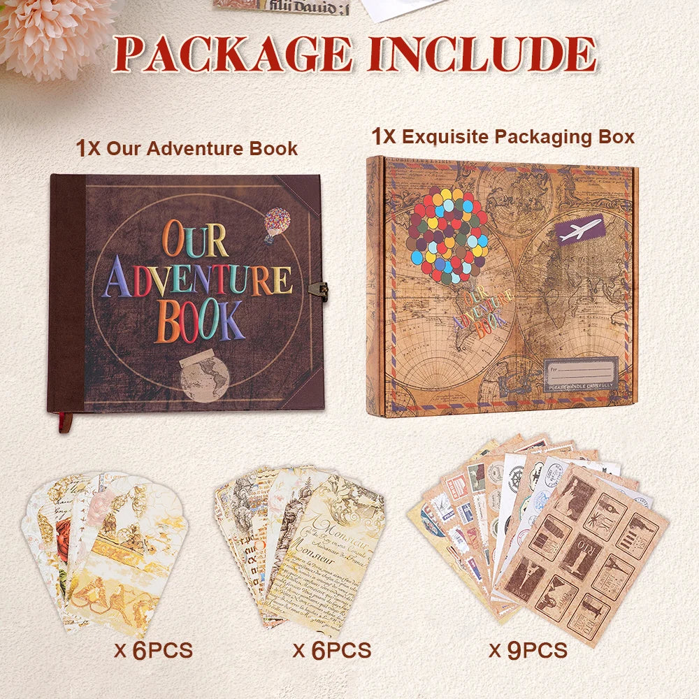 Our Adventure Book 146 Page DIY Handmade Photo Album Scrapbook Retro Kraft